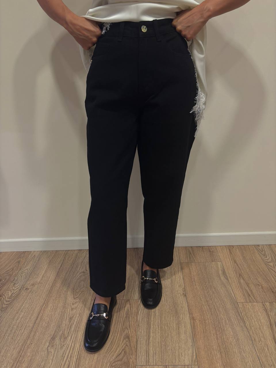 KAOS - Jeans baloon in cotone color nero