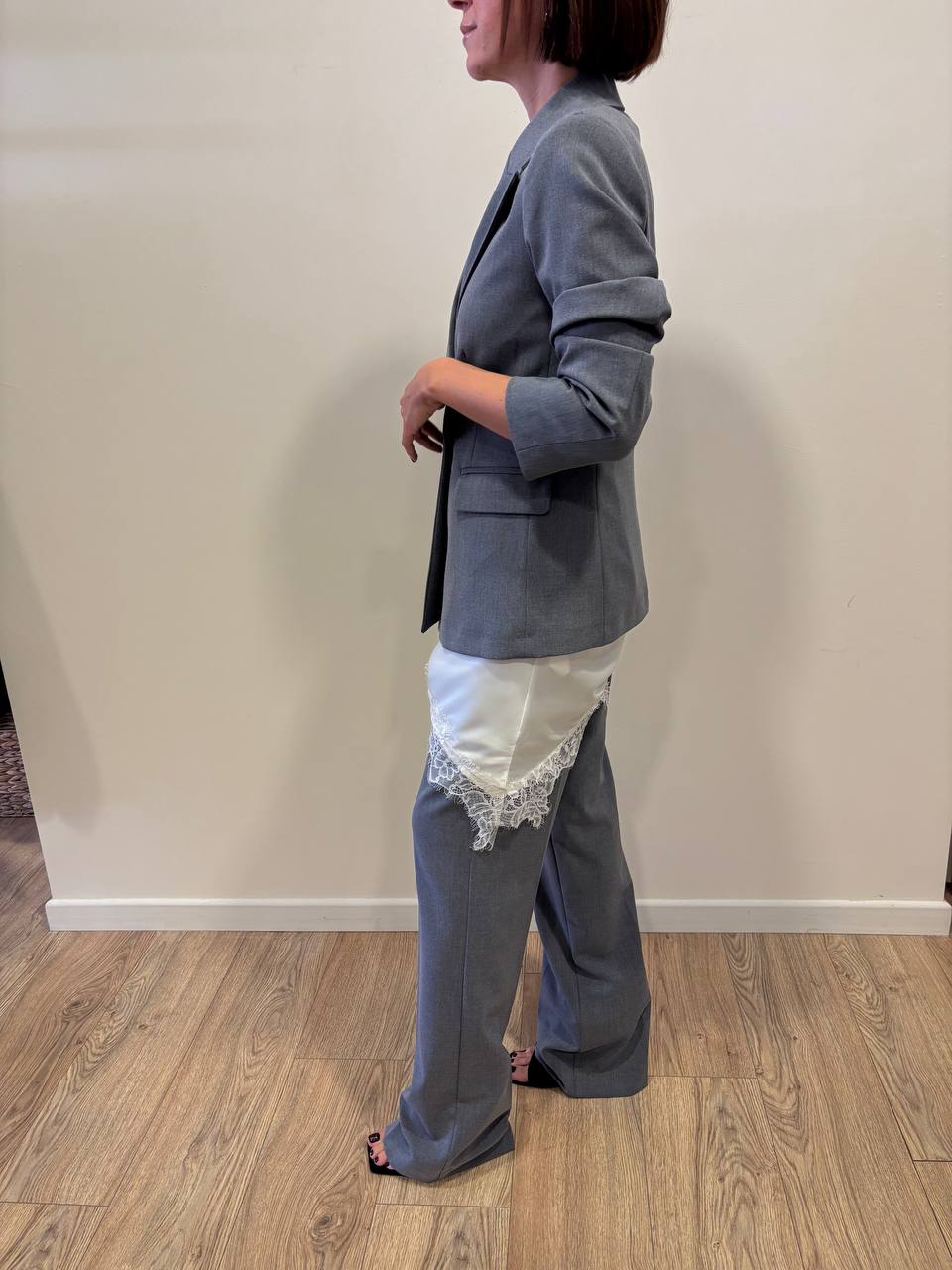 KAOS - Giacca doppiopetto in jersey color grigio