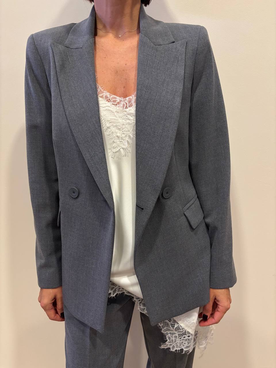 KAOS - Giacca doppiopetto in jersey color grigio