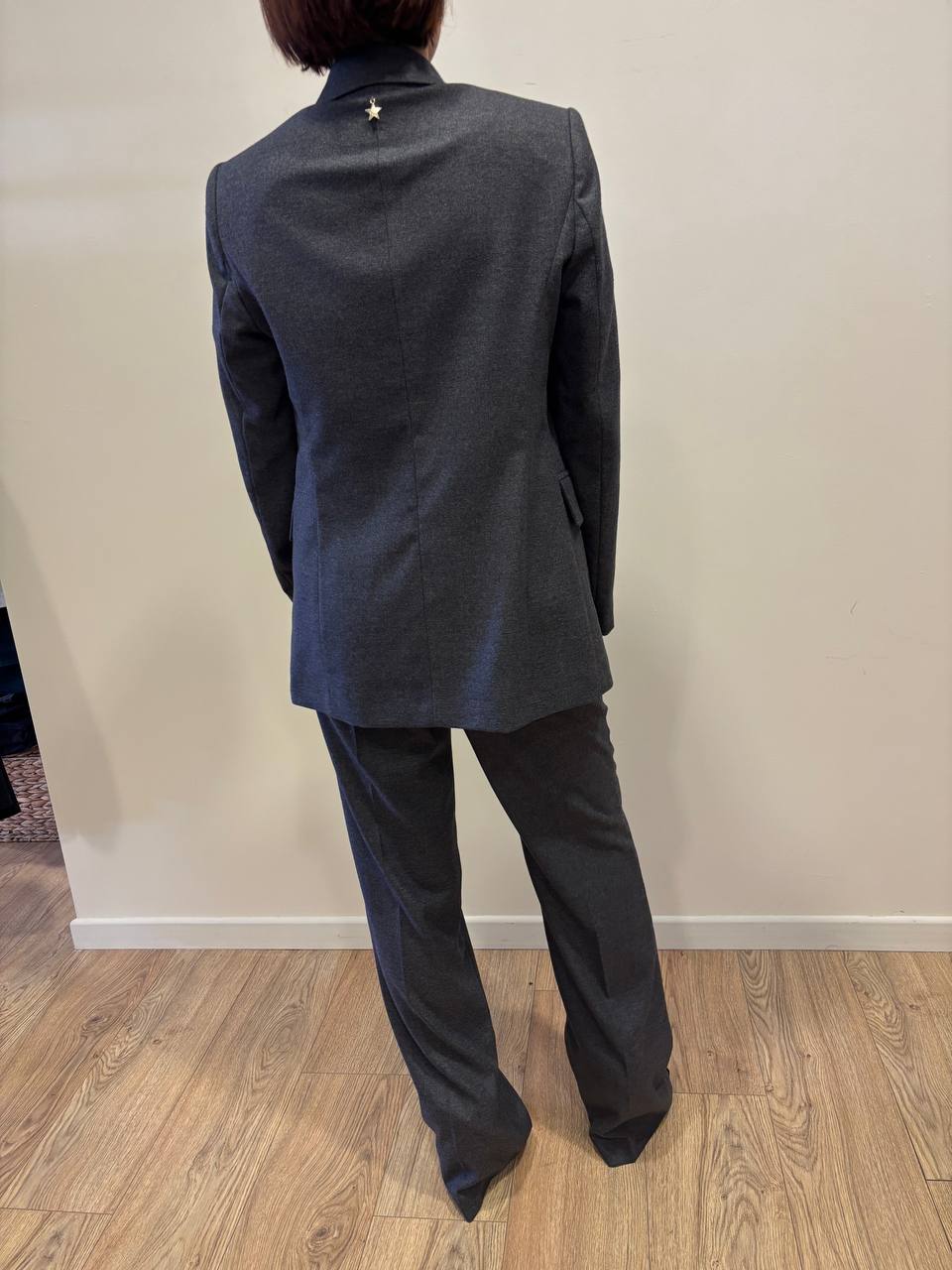 SOUVENIR - Completo giaccia doppiopetto e pantalone a palazzo in punto Milano color grigio