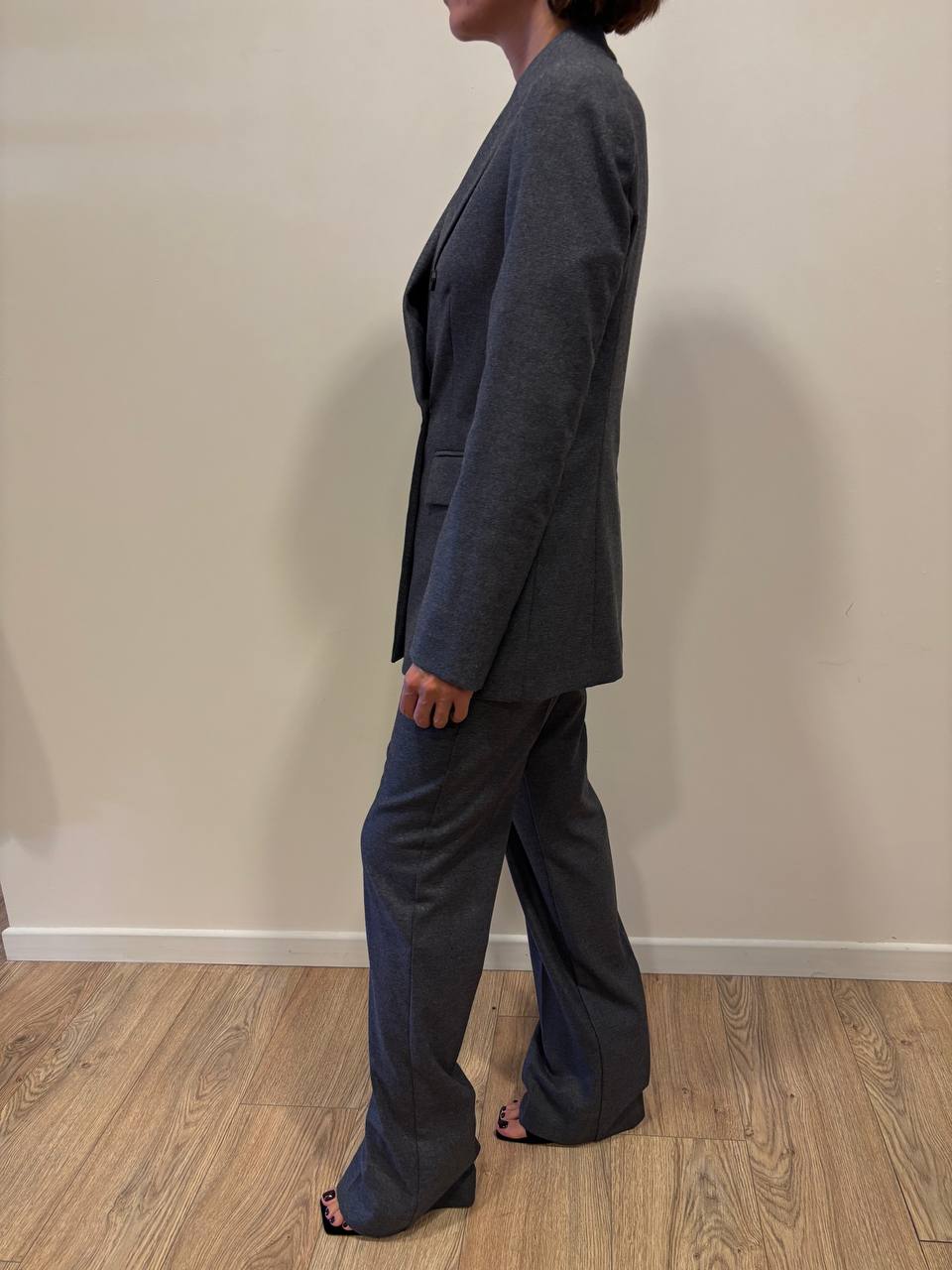 SOUVENIR - Completo giaccia doppiopetto e pantalone a palazzo in punto Milano color grigio