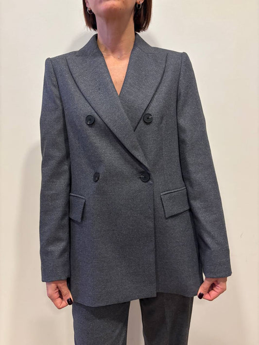 SOUVENIR - Completo giaccia doppiopetto e pantalone a palazzo in punto Milano color grigio