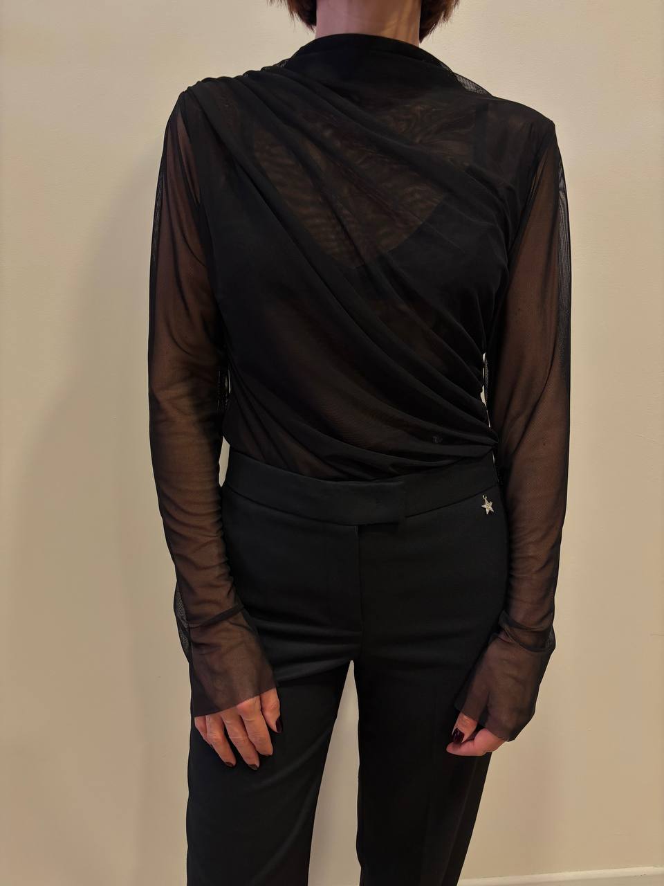 KAOS - Blusa in tulle color nero