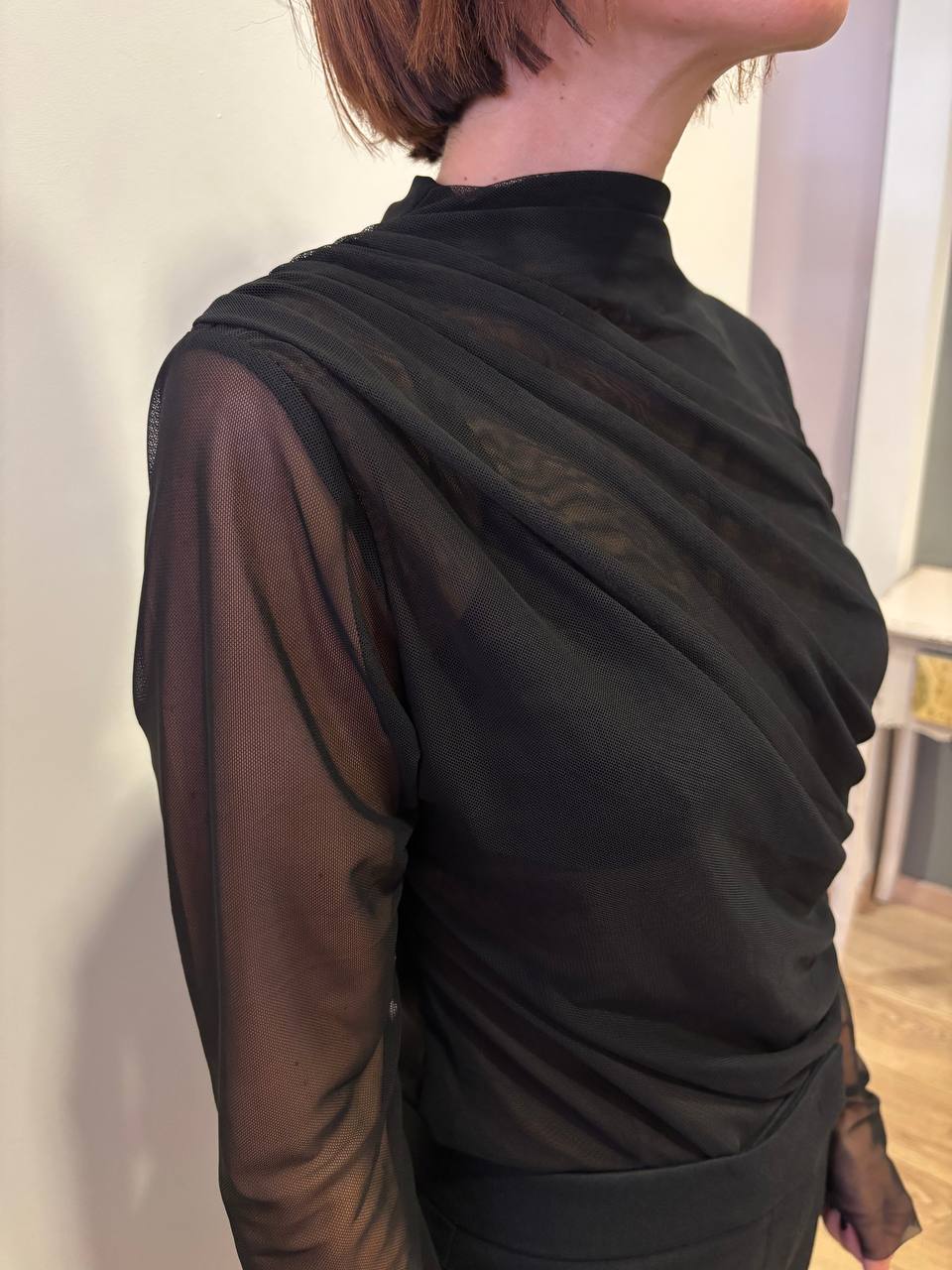 KAOS - Blusa in tulle color nero