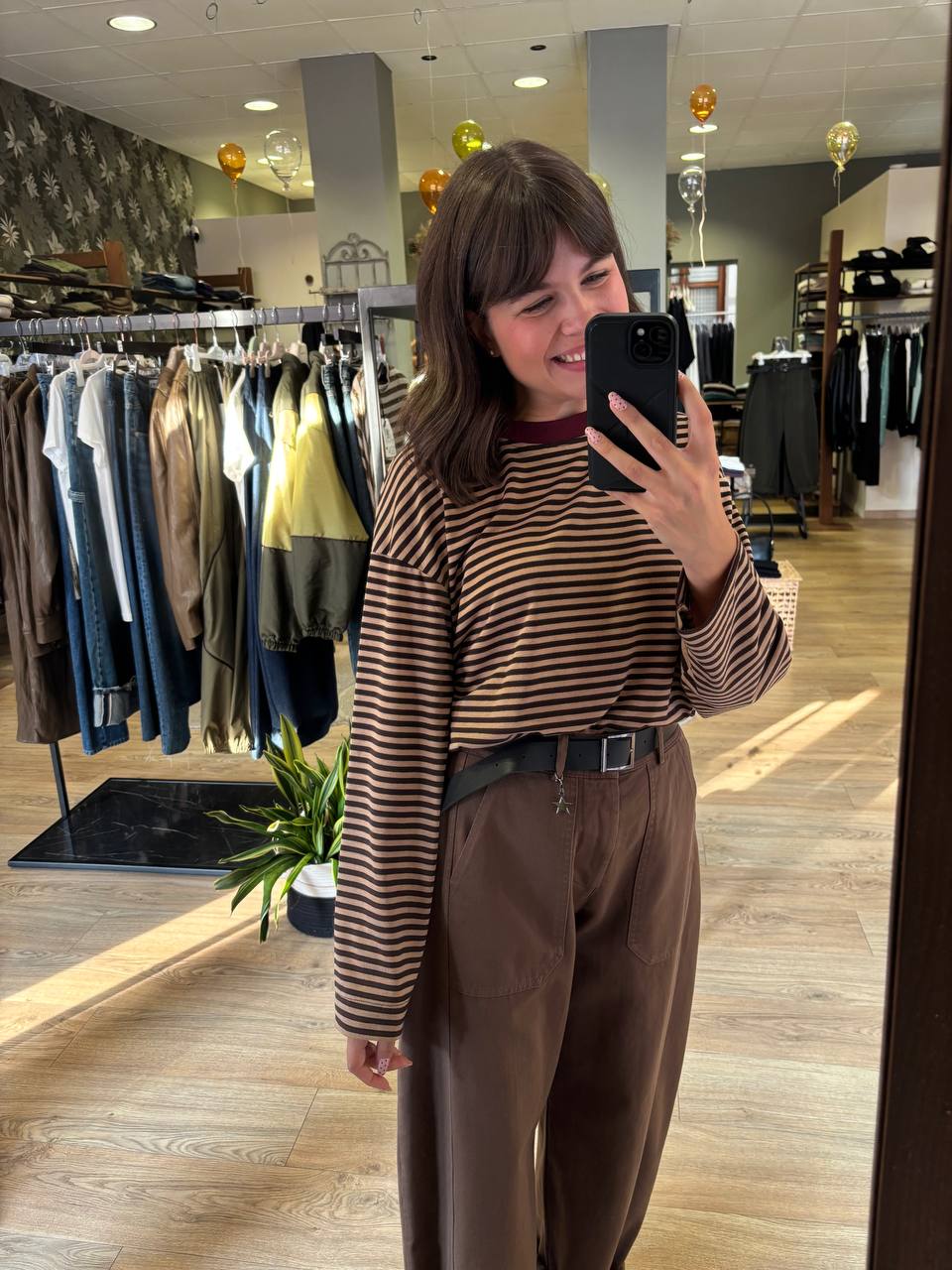 SUSY MIX - Pantalone Barrel fit color sigaro