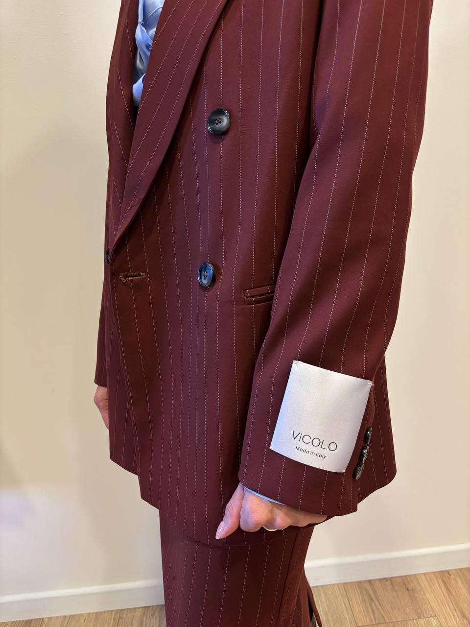 VICOLO - Blazer over a doppiopetto gessato color ruggine