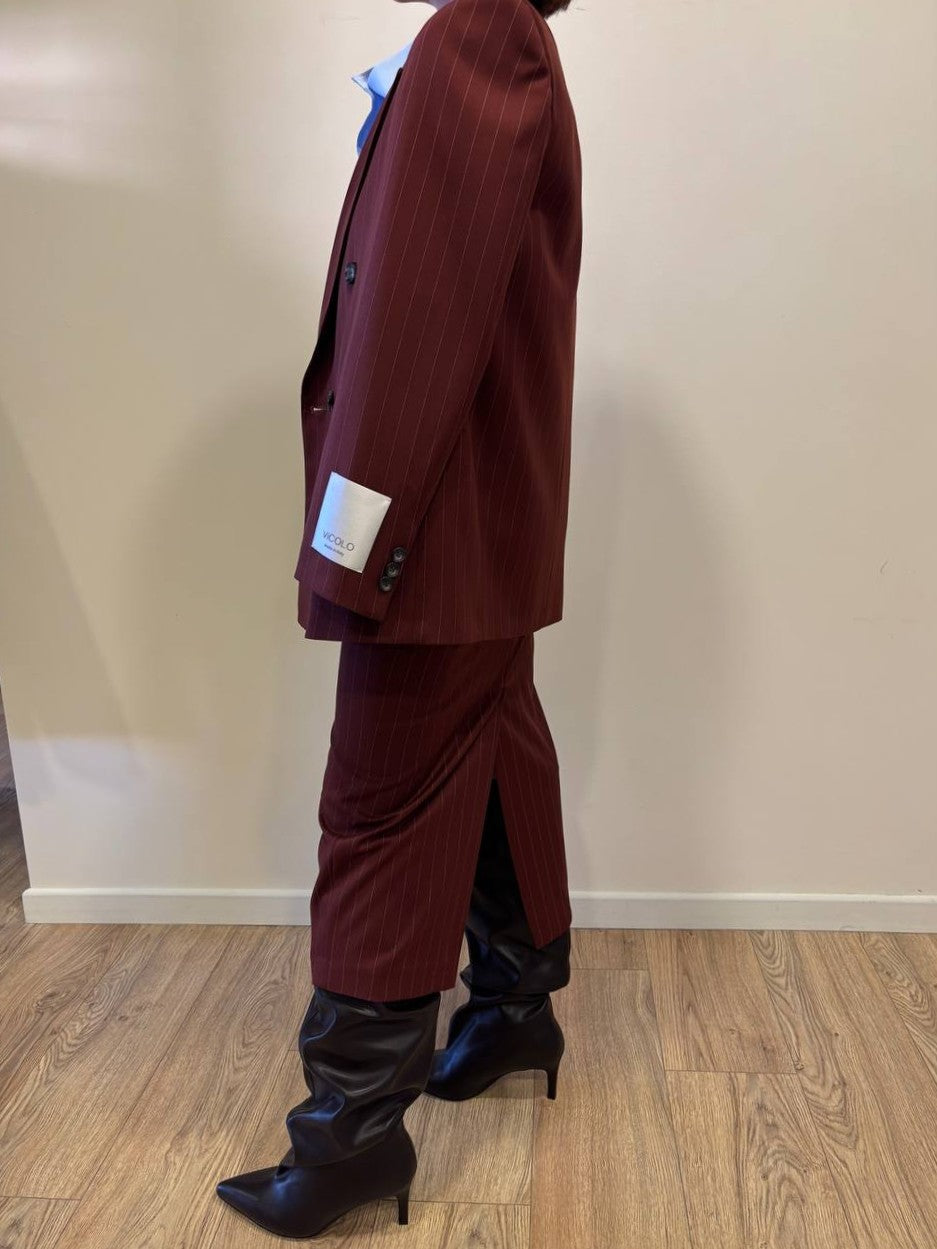 VICOLO - Gonna gessata a tubino con spacco color ruggine