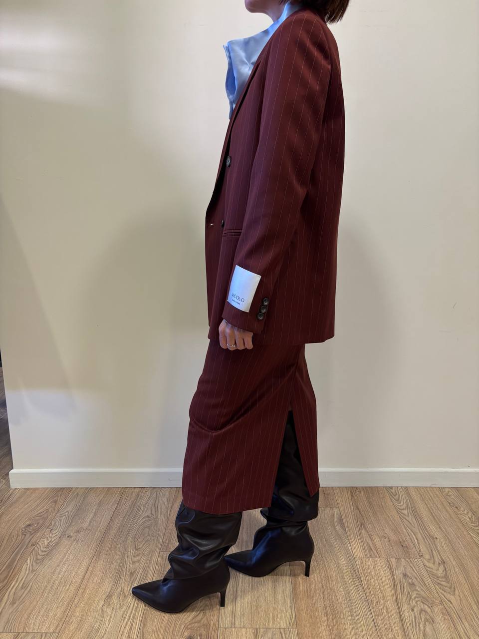 VICOLO - Blazer over a doppiopetto gessato color ruggine