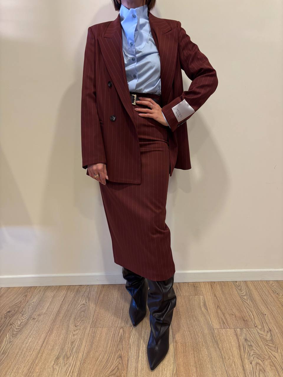 VICOLO - Blazer over a doppiopetto gessato color ruggine