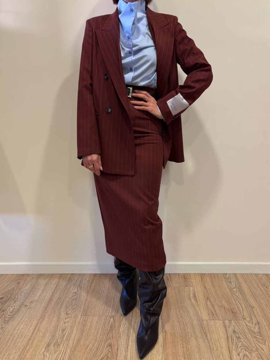 VICOLO - Gonna gessata a tubino con spacco color ruggine