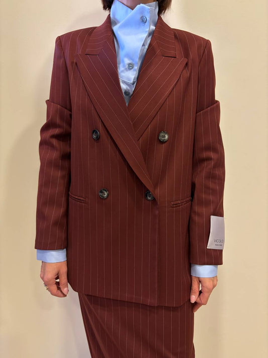 VICOLO - Blazer over a doppiopetto gessato color ruggine