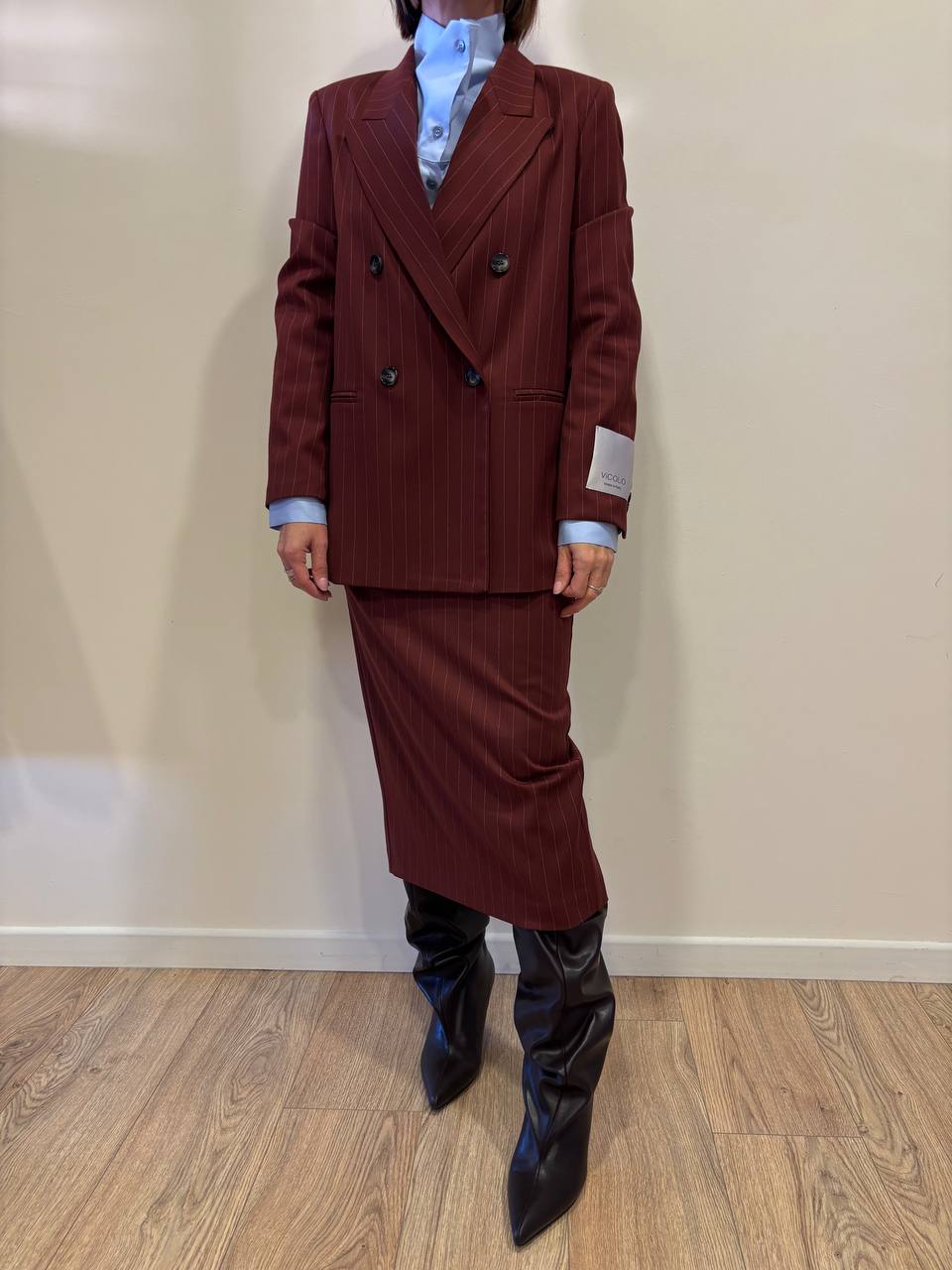 VICOLO - Blazer over a doppiopetto gessato color ruggine