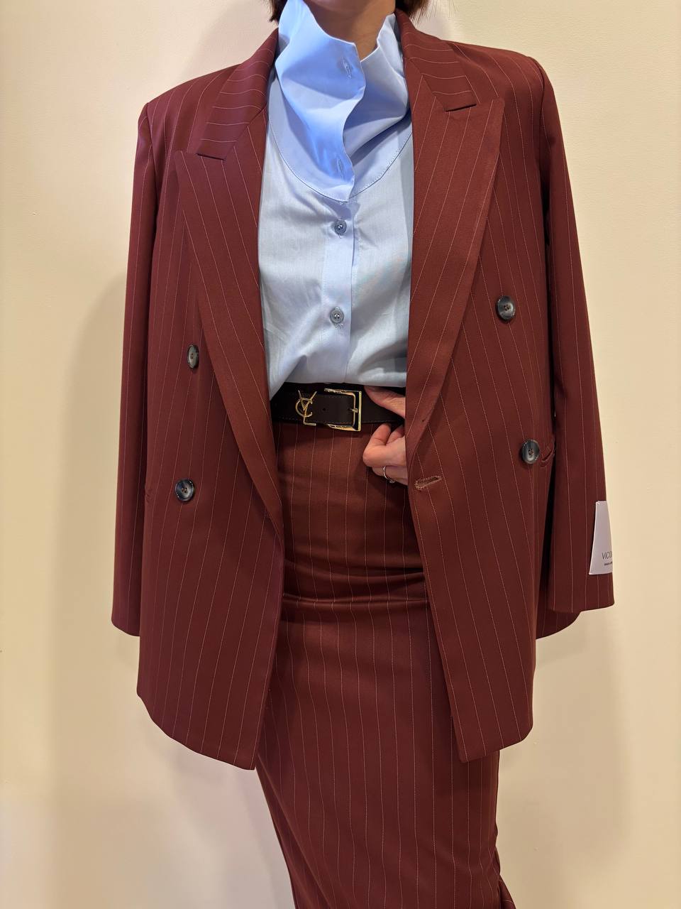 VICOLO - Blazer over a doppiopetto gessato color ruggine