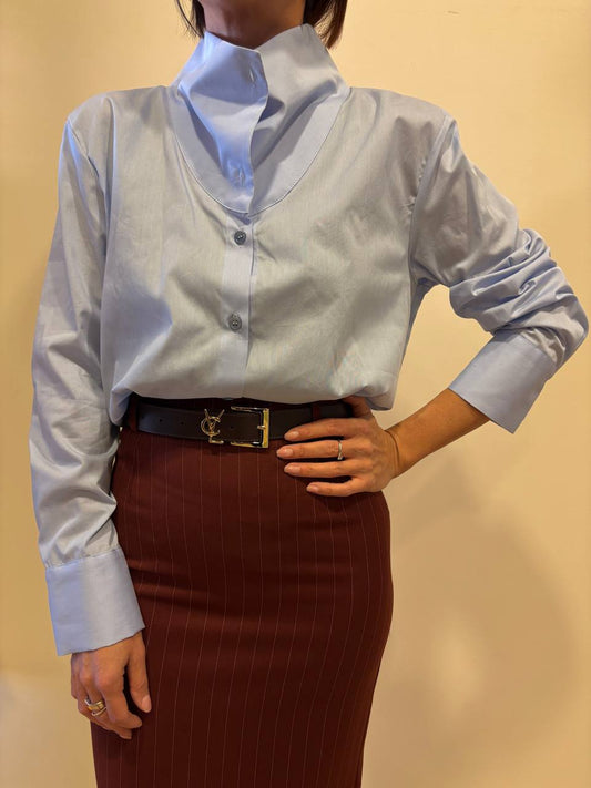 VICOLO - Camicia con colletto appoggiato color azzurro