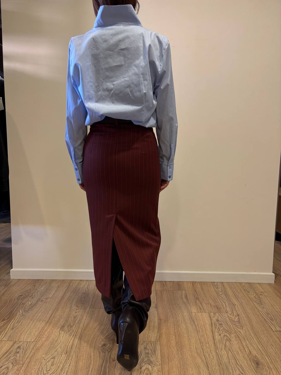 VICOLO - Gonna gessata a tubino con spacco color ruggine