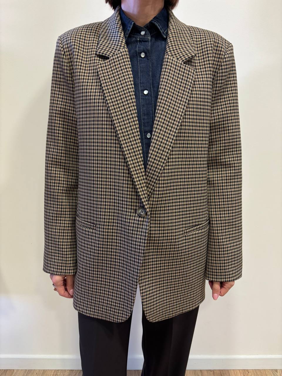 VICOLO - Blazer over a quadri color moro