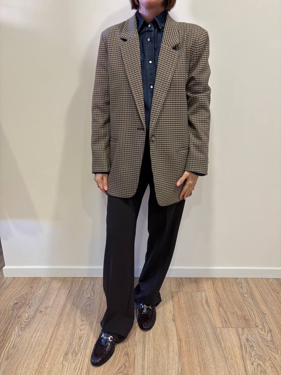 VICOLO - Blazer over a quadri color moro
