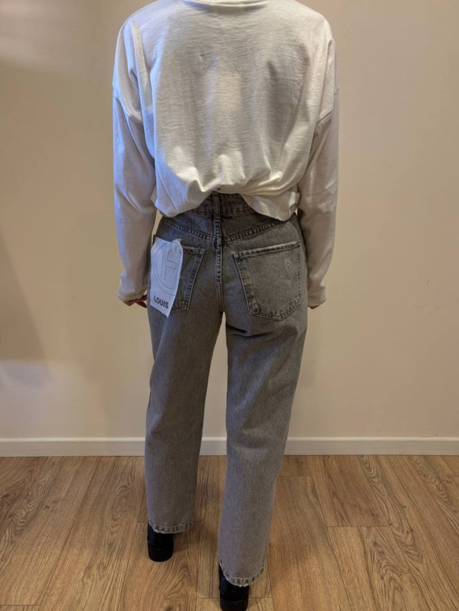 HAVEONE - Jeans Louis a vita media mom fit alla caviglia color grigio chiaro