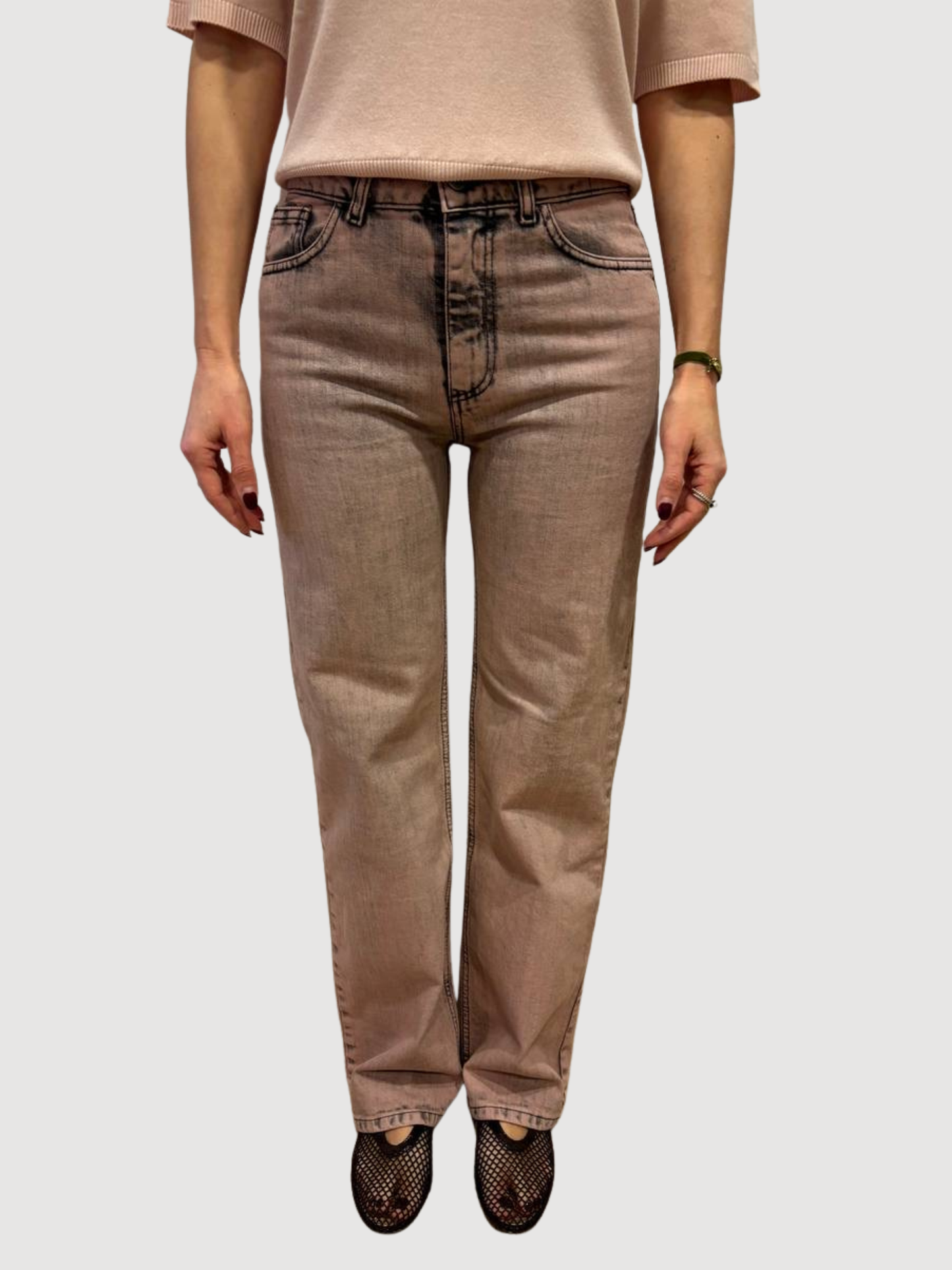 KONTATTO - Jeans Camelia a palazzo dritto rosa