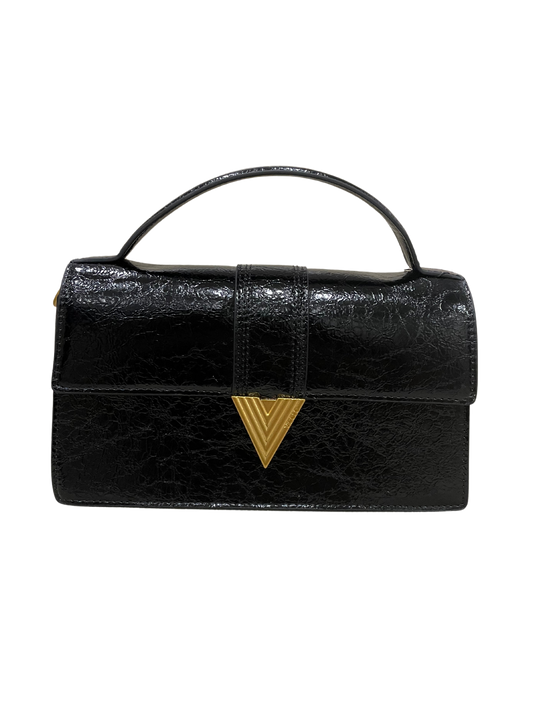 VICOLO - Borsa Tribeca nera lucida con tracolla