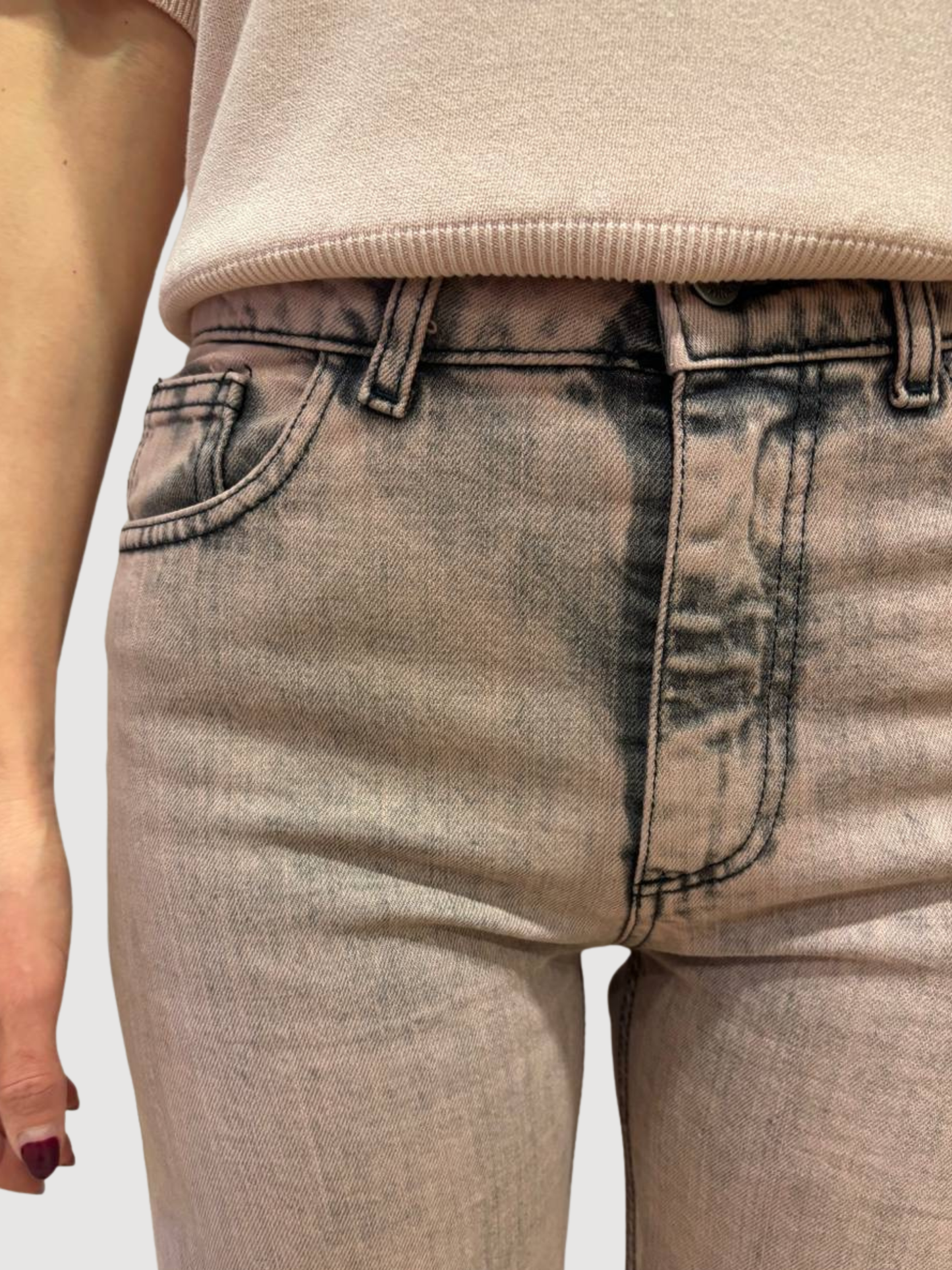 KONTATTO - Jeans Camelia a palazzo dritto rosa