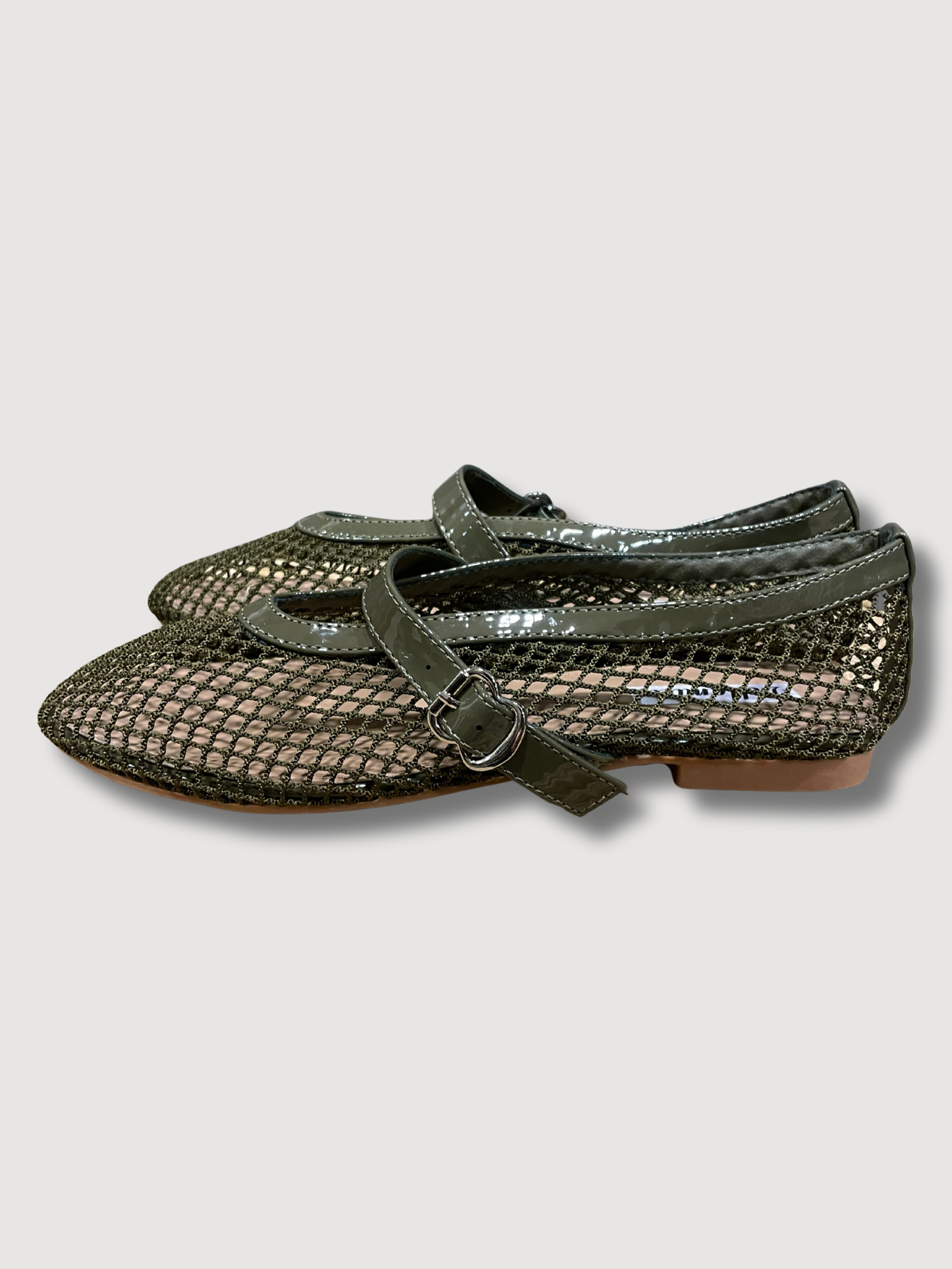 Ballerine a rete con cinturino - verde