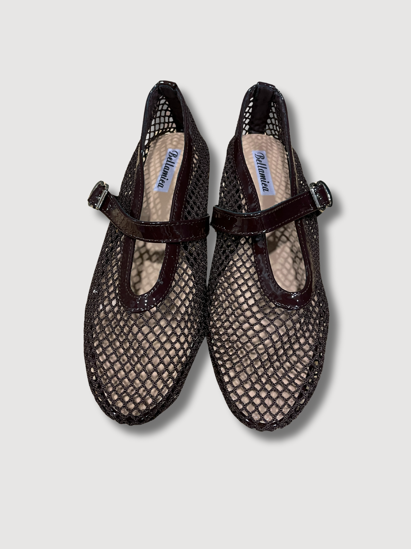 Ballerine a rete con cinturino - fondente