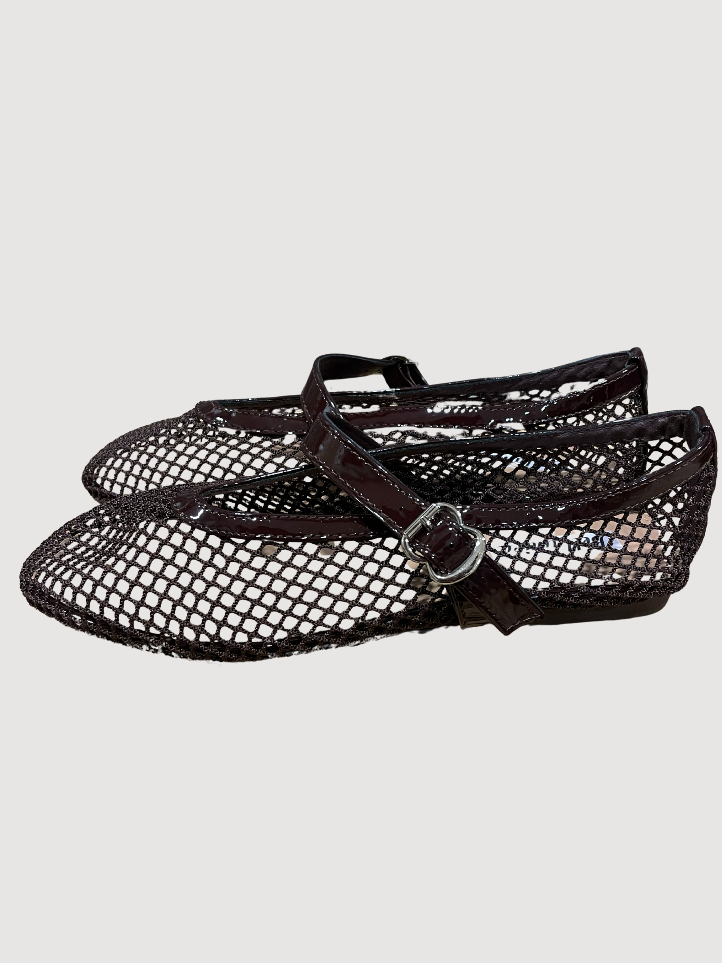 Ballerine a rete con cinturino - fondente