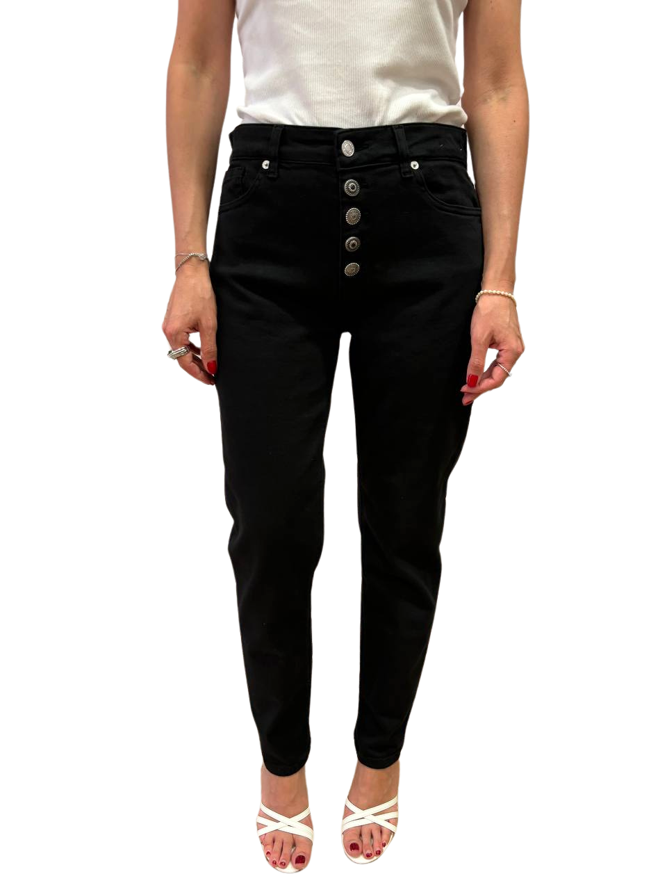 VICOLO - Jeans Piper relaxed fit nero con bottoni