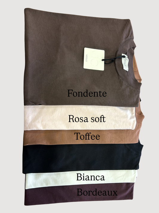 VICOLO - T-shirt over in cotone a tinta unita verde militare - più colori