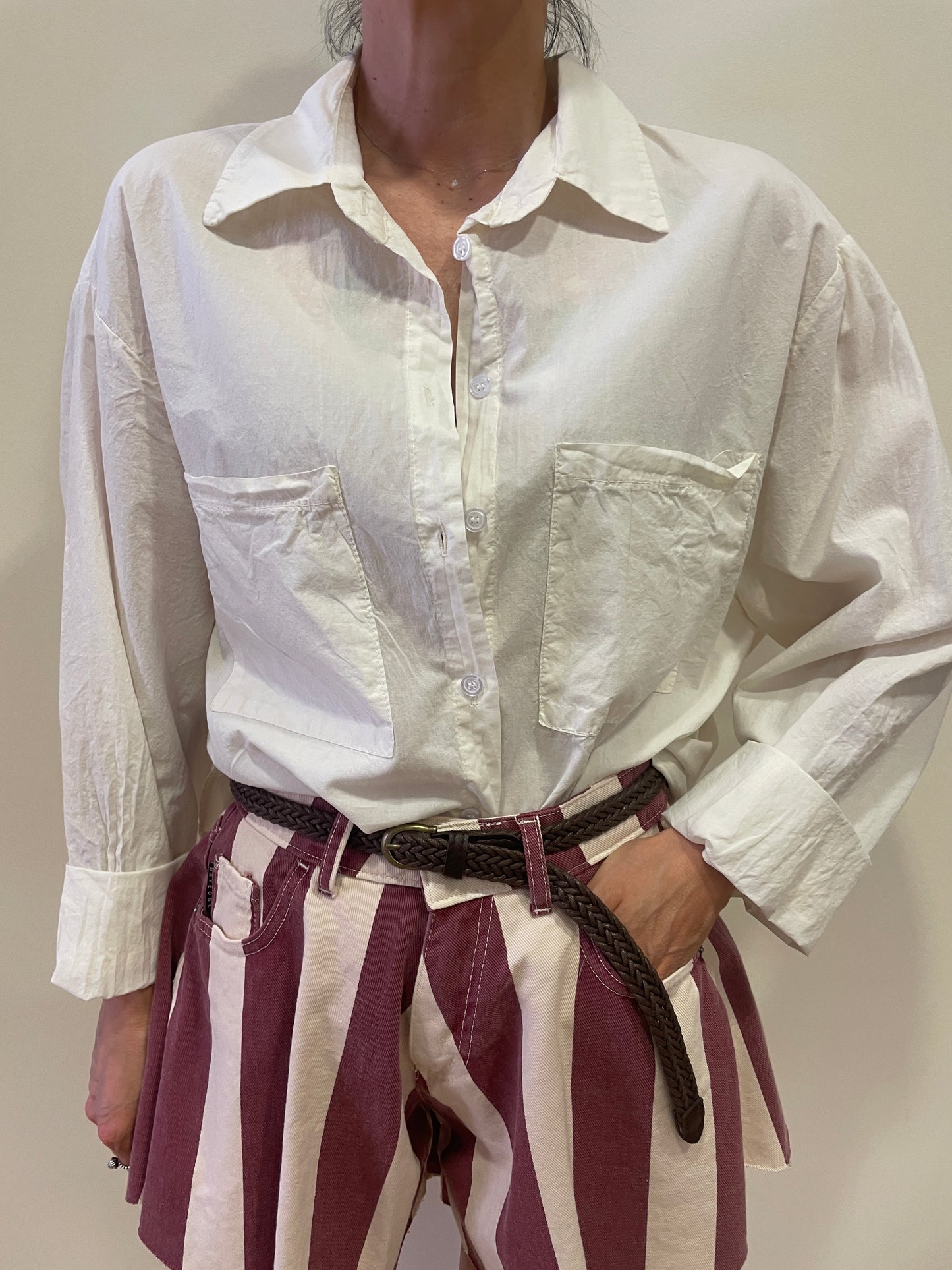 HAVEONE - Camicia over in cotone stropicciato con tasche frontali - più colori