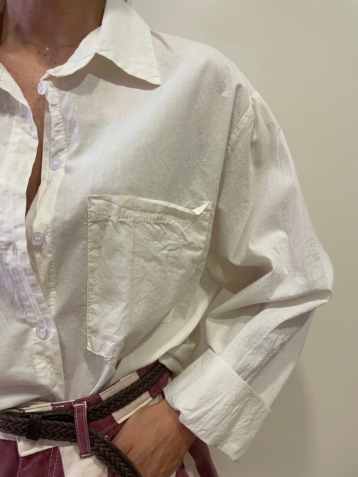 HAVEONE - Camicia over in cotone stropicciato con tasche frontali - più colori