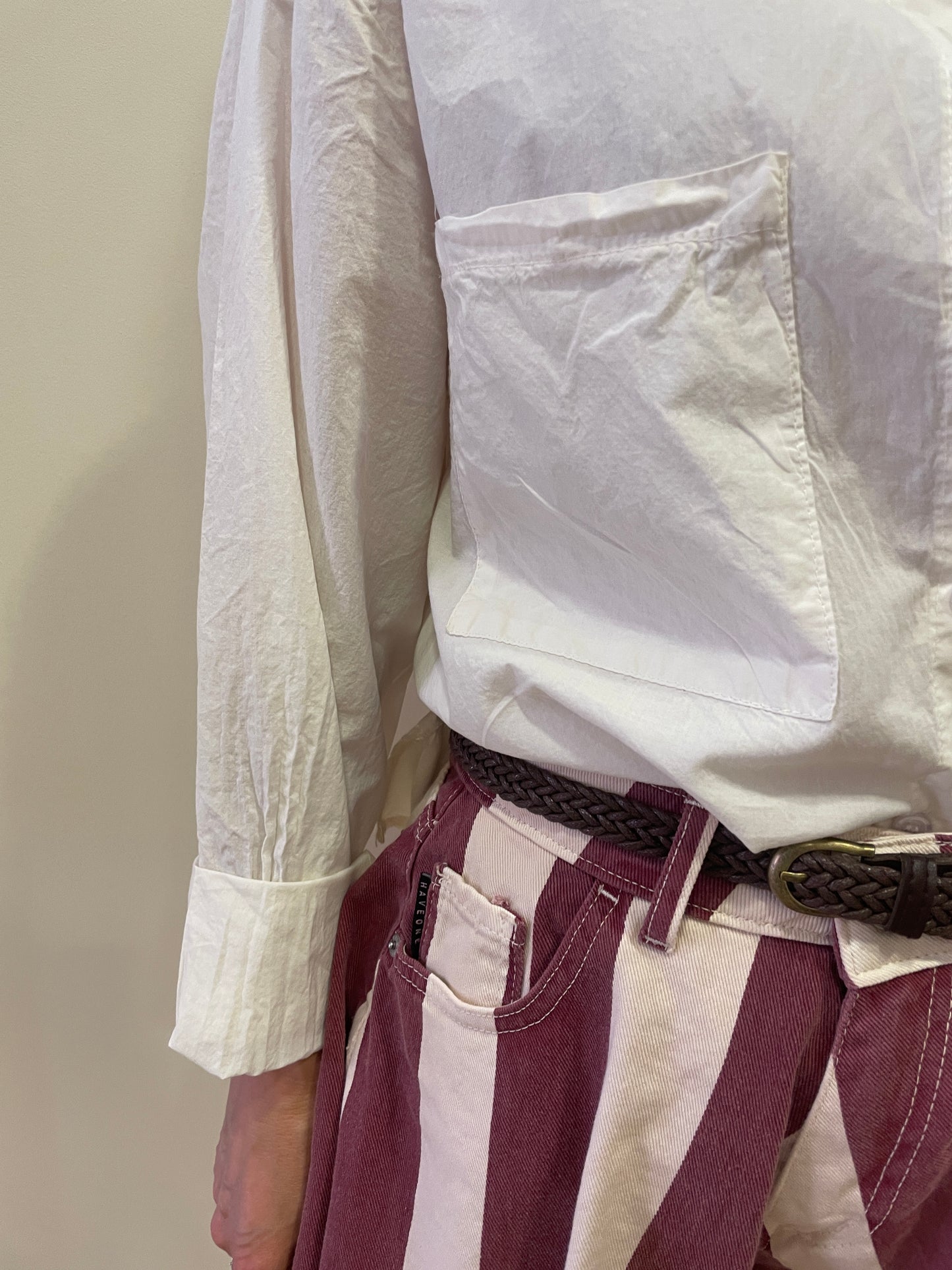 HAVEONE - Camicia over in cotone stropicciato con tasche frontali - più colori