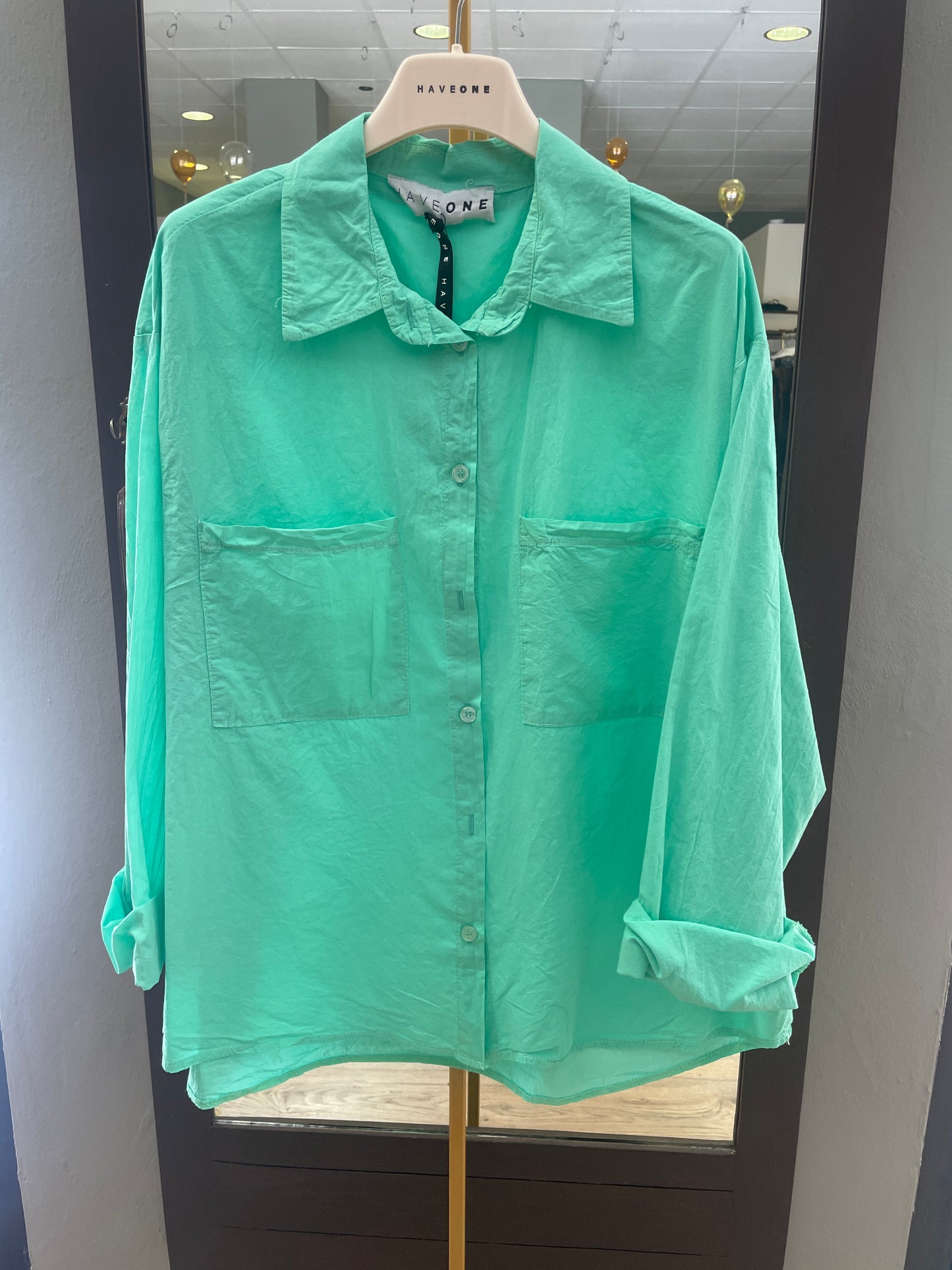 HAVEONE - Camicia over in cotone stropicciato con tasche frontali - più colori