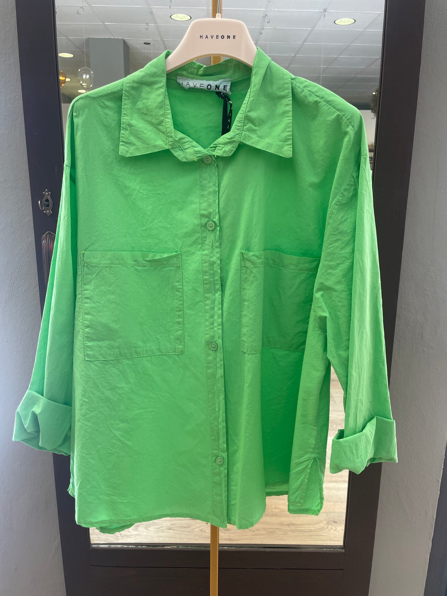 HAVEONE - Camicia over in cotone stropicciato con tasche frontali - più colori
