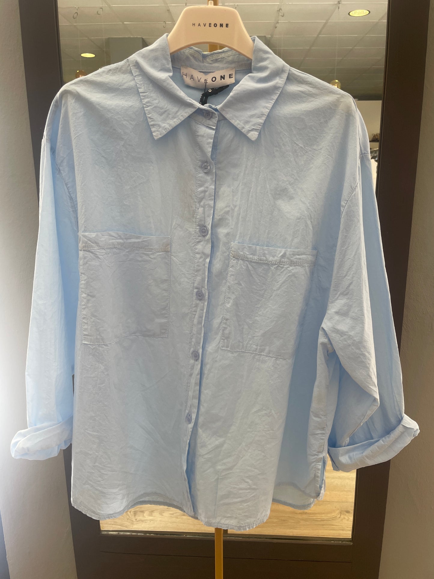 HAVEONE - Camicia over in cotone stropicciato con tasche frontali - più colori