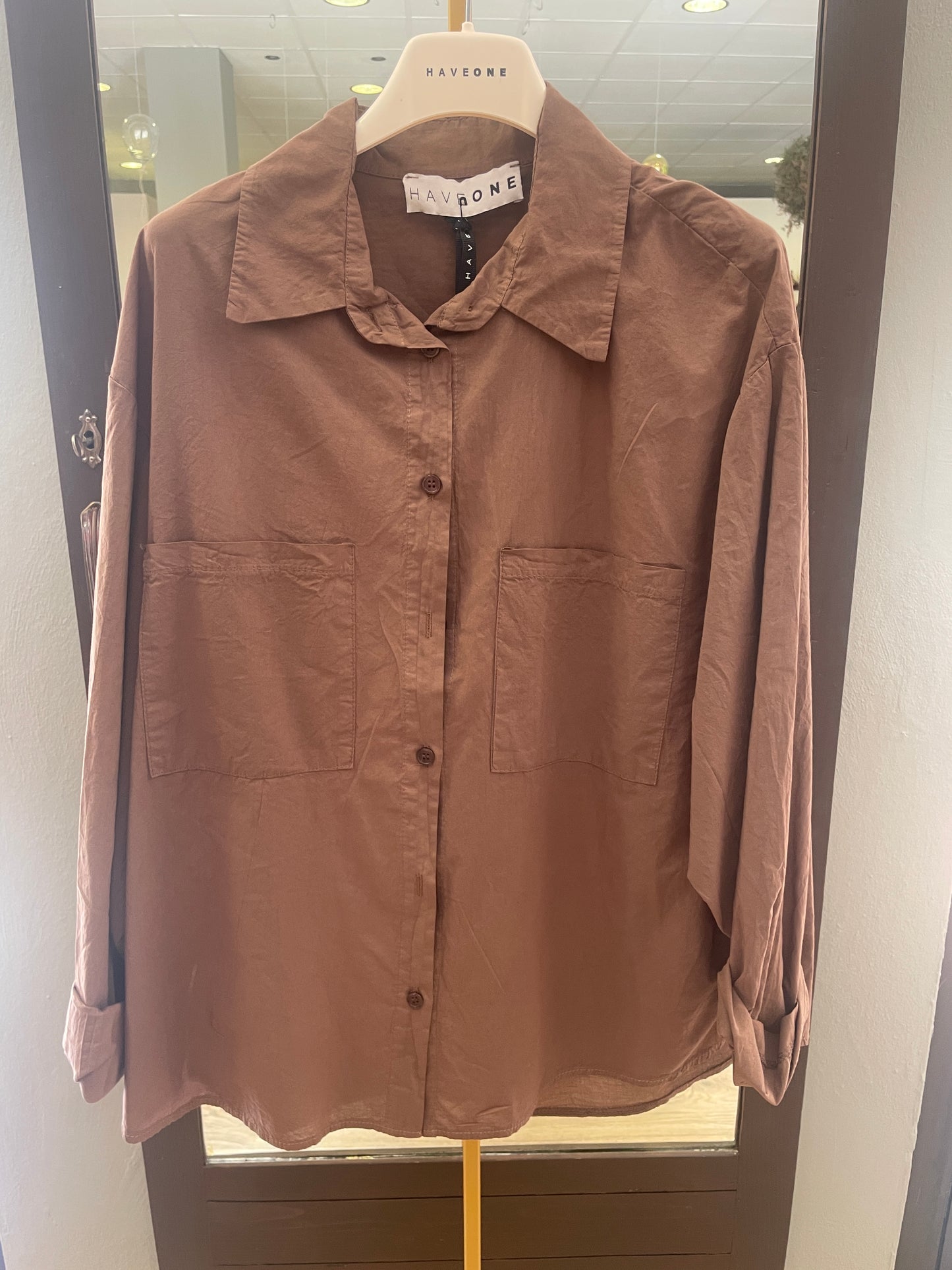 HAVEONE - Camicia over in cotone stropicciato con tasche frontali - più colori