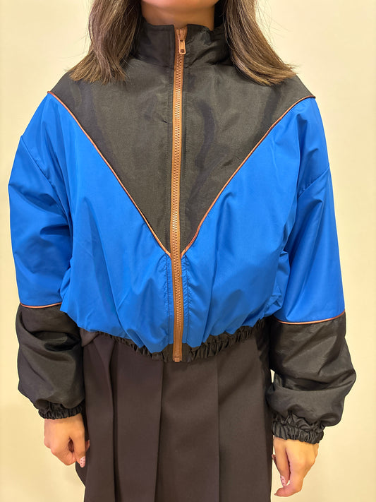 HAVEONE - Bomber moro e blu con chiusura con zip color marrone