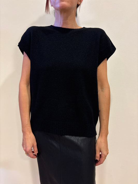 HAVEONE - Maglia in misto viscosa con manicotti color nero