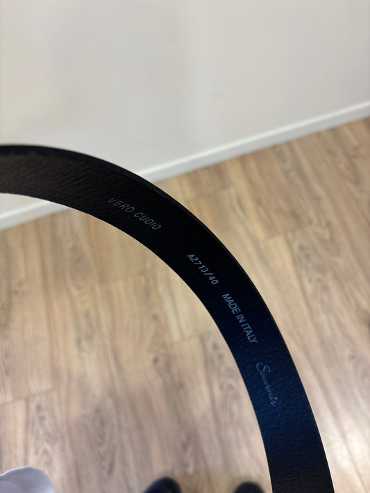SOUVENIR - Cintura in cuoio con fibbia con dettaglio pietre azzurre color nero