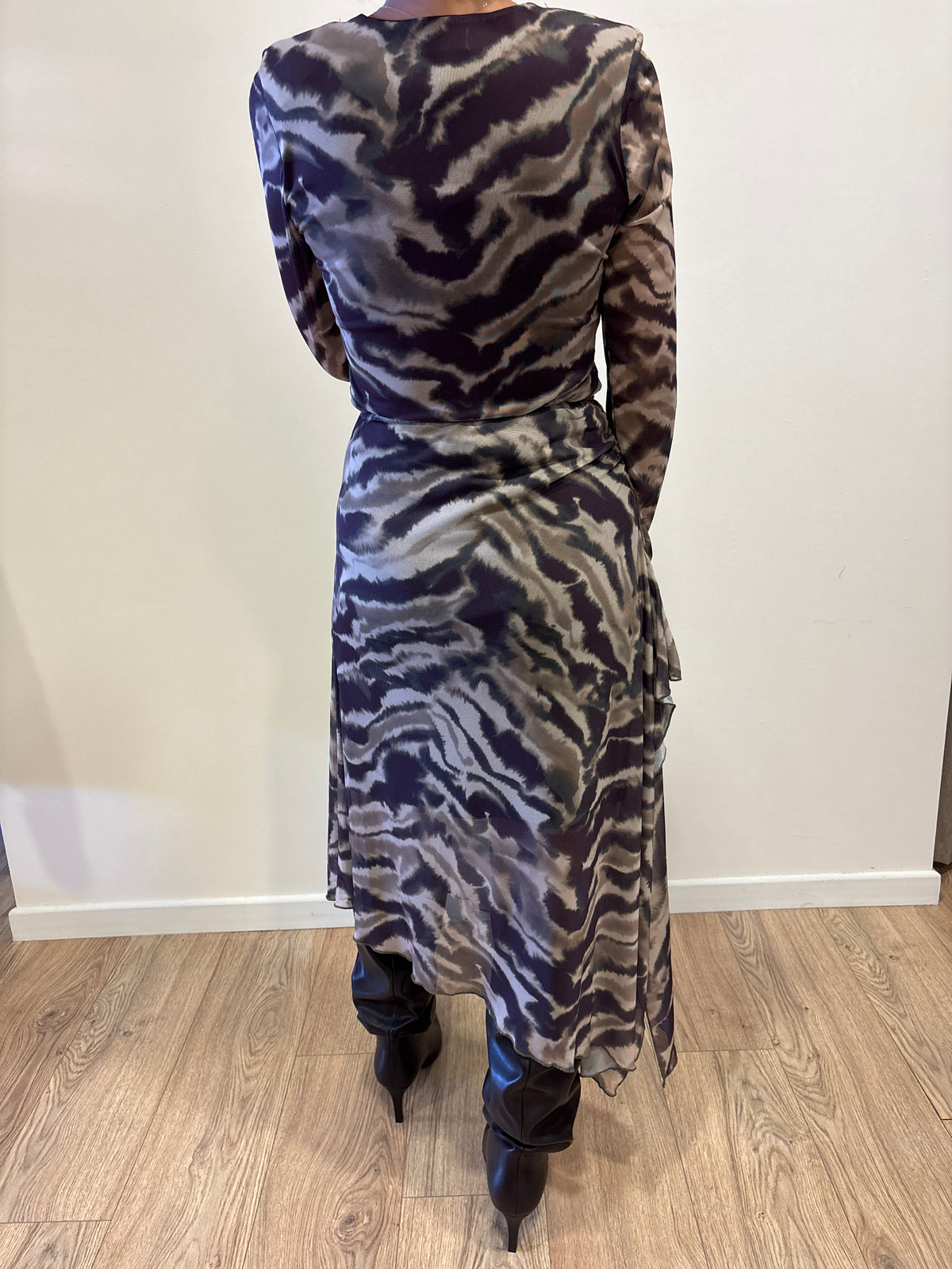 SUSY MIX - Gonna in tulle color moro e verde con spacco laterale