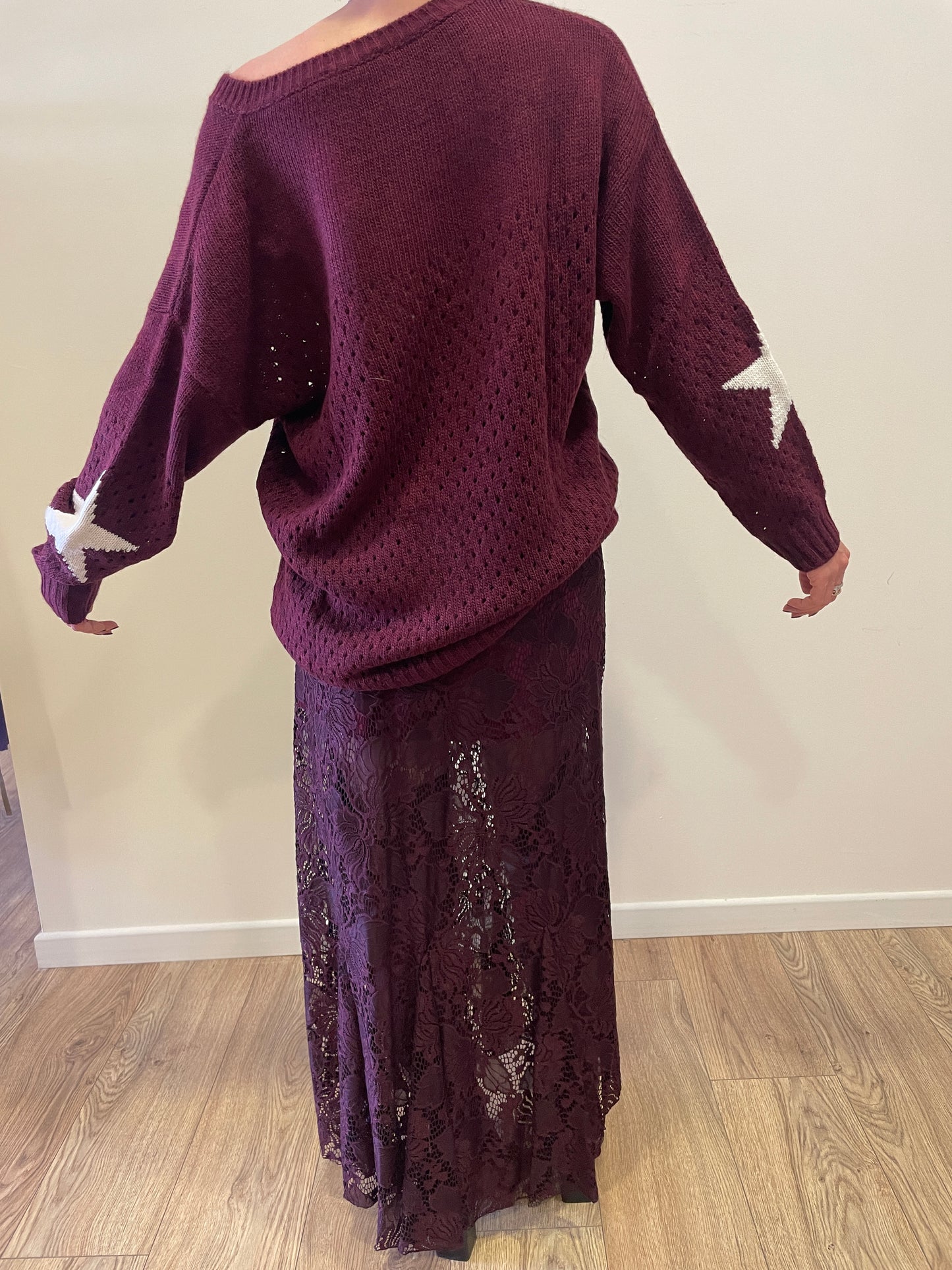 KONTATTO - Gonna pizzo bordeaux