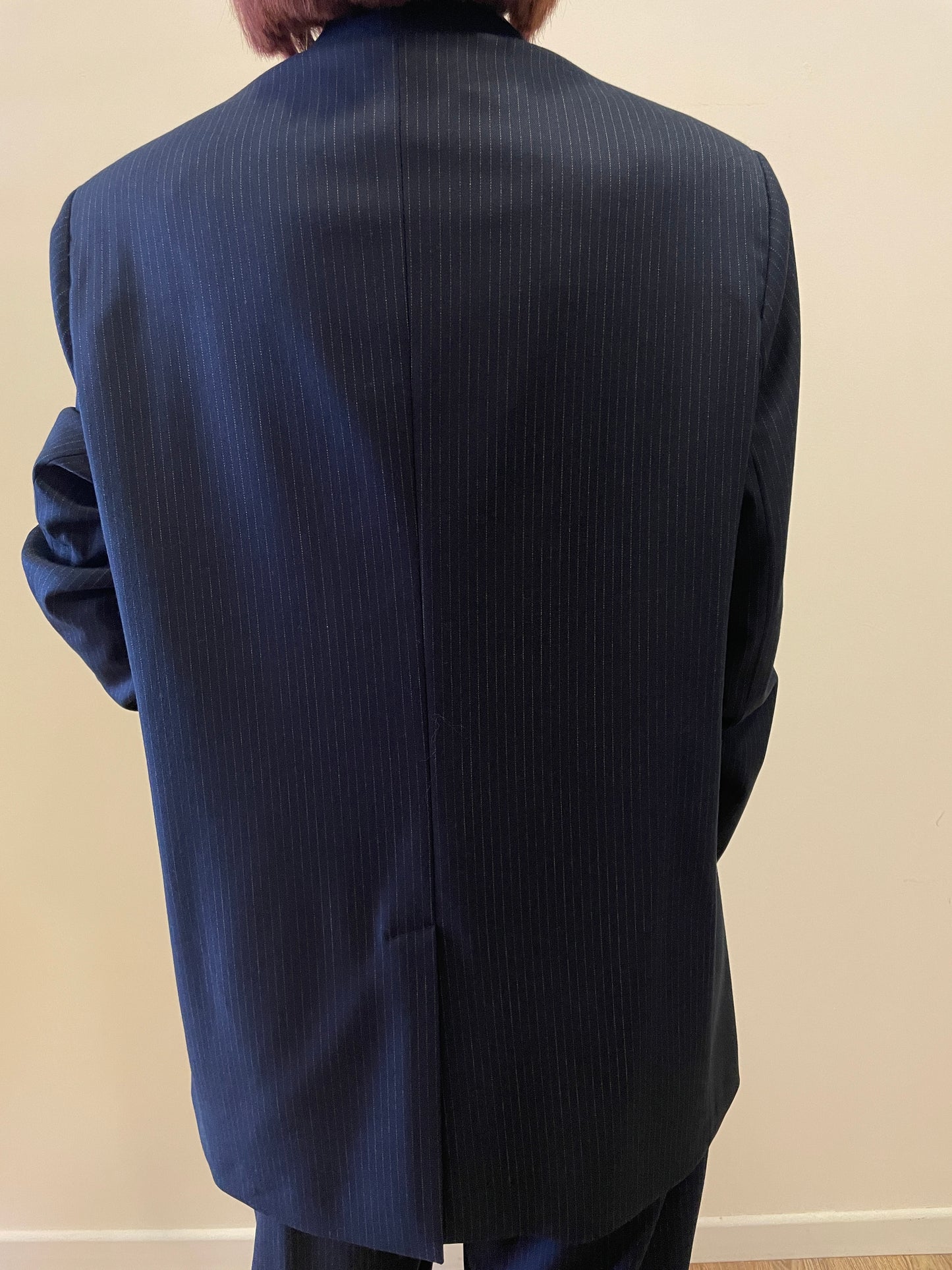 KONTATTO - Giacca doppiopetto oversize gessata blu