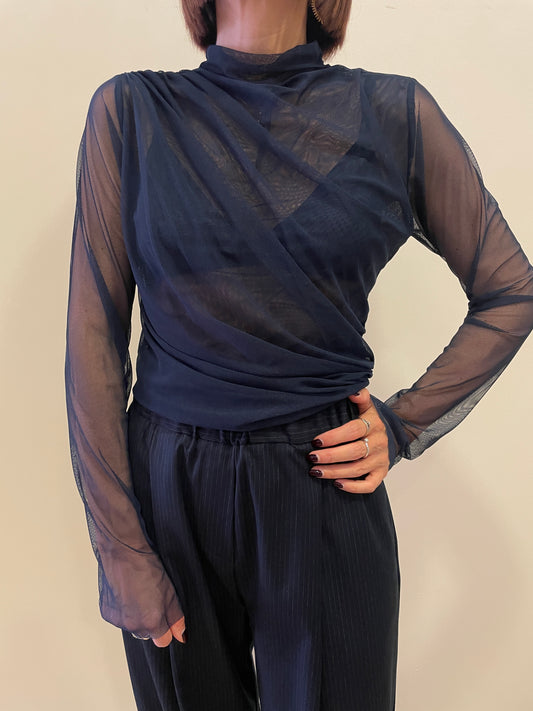 KONTATTO - Blusa in tulle color blu