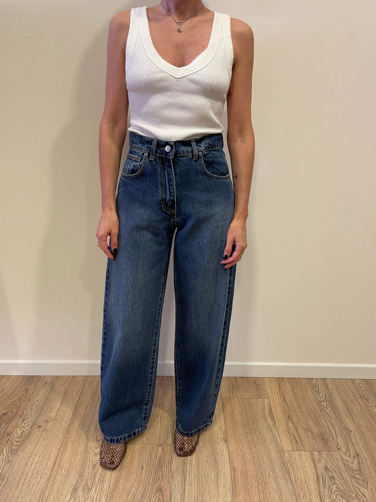 HAVEONE - Jeans Bella a palazzo cropped a vita media in denim