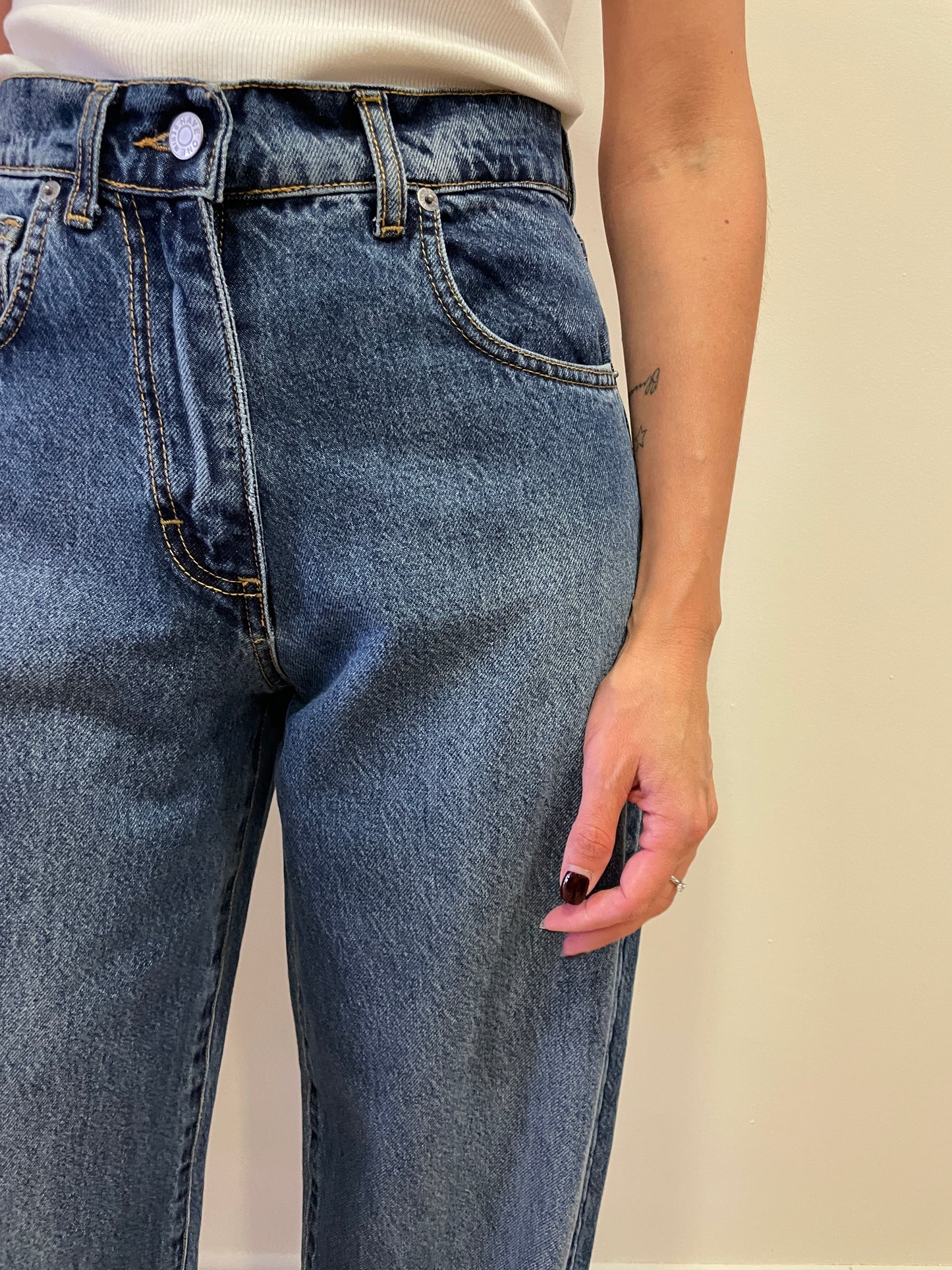 HAVEONE - Jeans Bella a palazzo cropped a vita media in denim