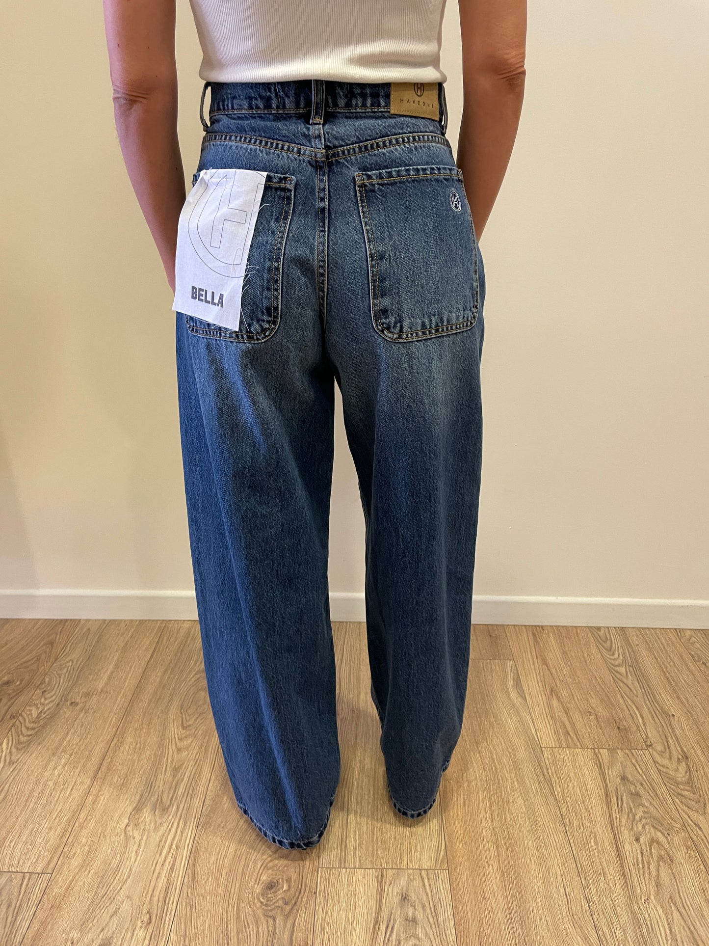 HAVEONE - Jeans Bella a palazzo cropped a vita media in denim