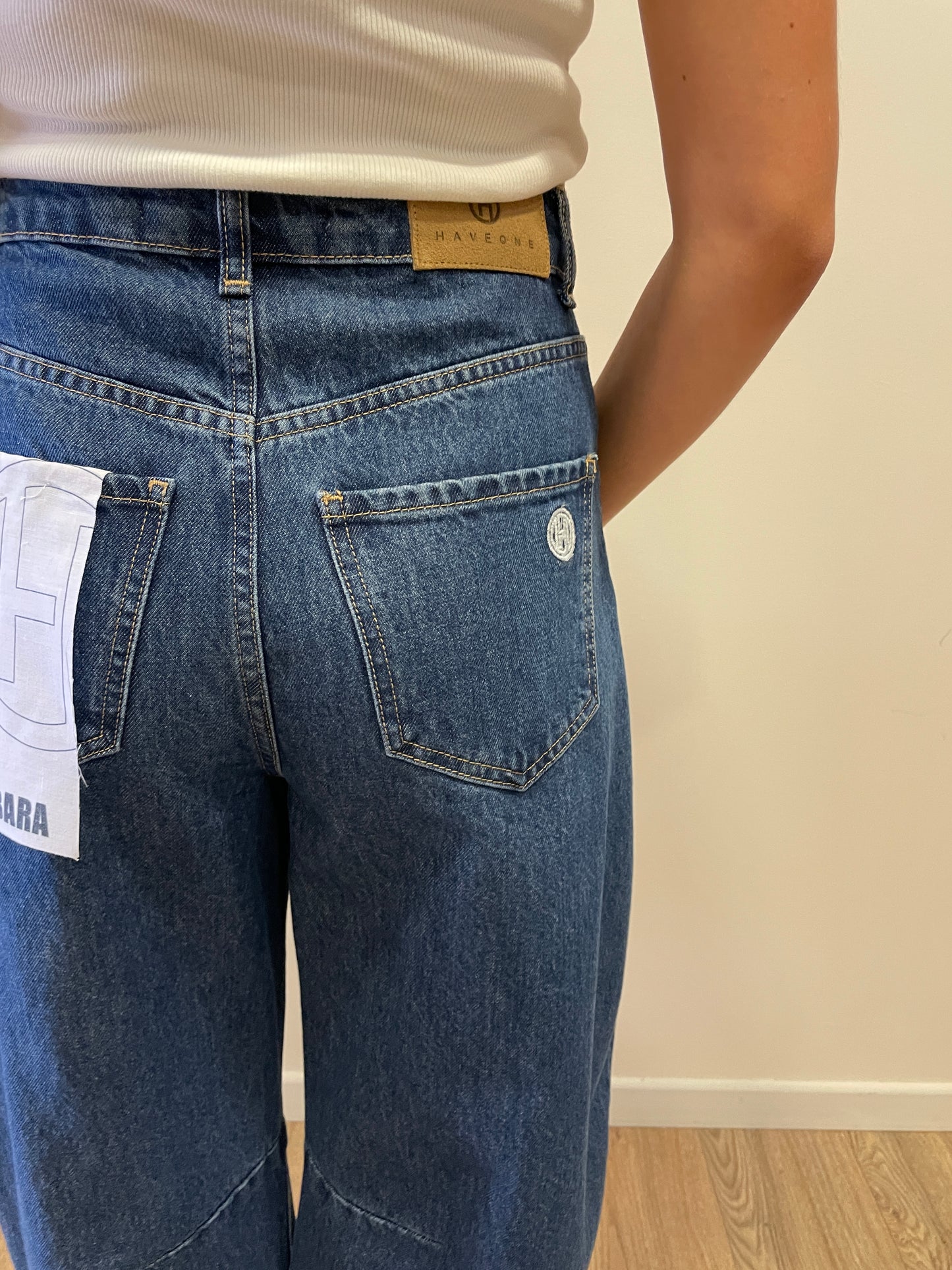 HAVEONE - Jeans Barbara baggy fit con cuciture in denim