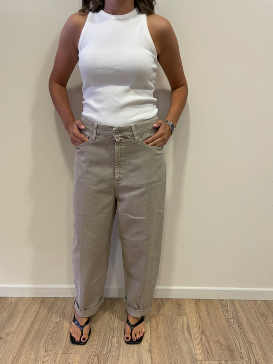 VICOLO - Jeans Laila baggy fit a vita media color taupe