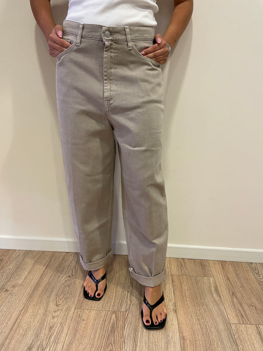 VICOLO - Jeans Laila baggy fit a vita media color taupe